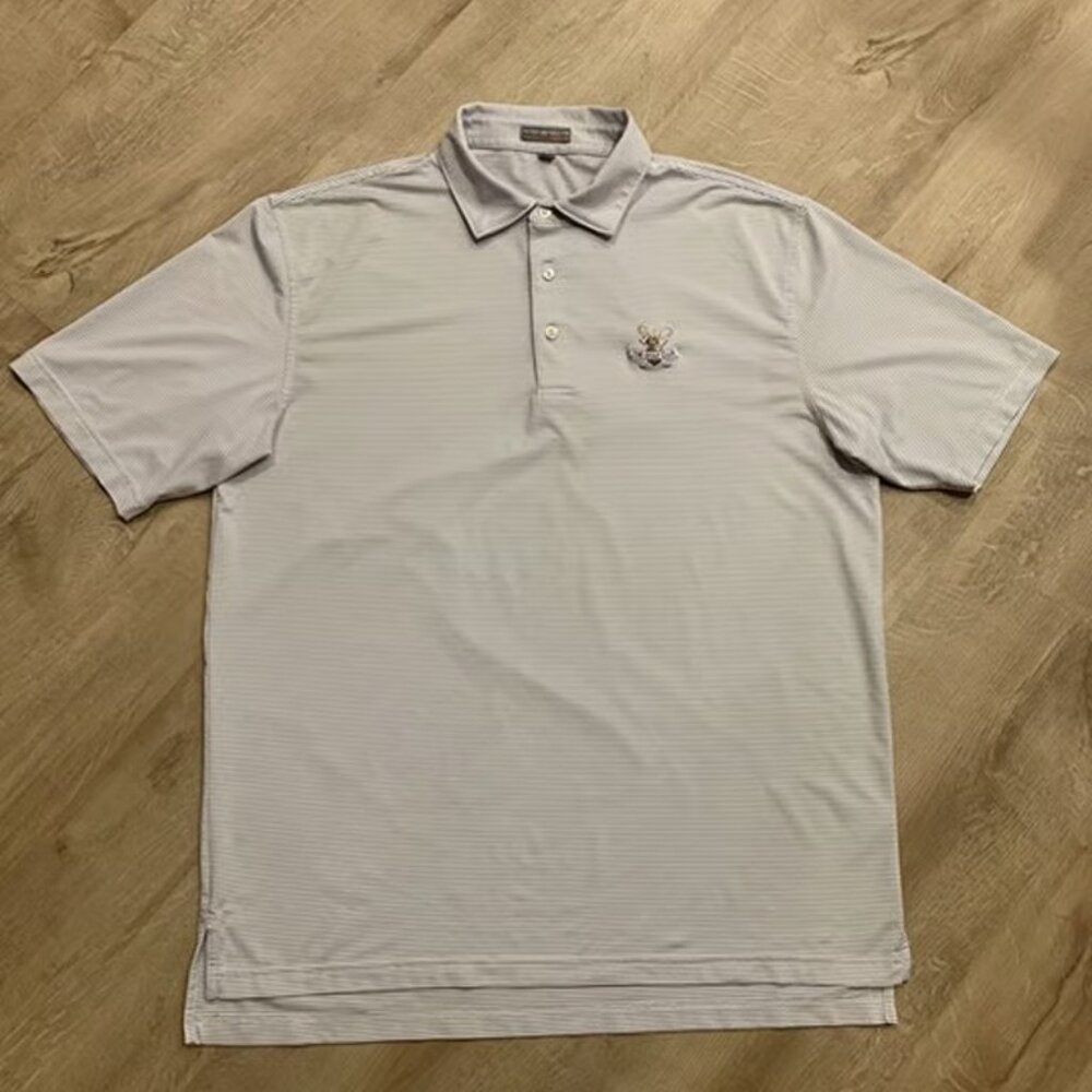 Peter Millar Summer Comfort Polo Shirt Men's Large L Purple White The Golf Club
